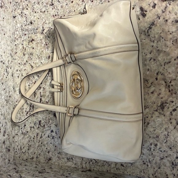 Gucci Britt Boston Cream Leather Women's Bag - Picture 4 of 12